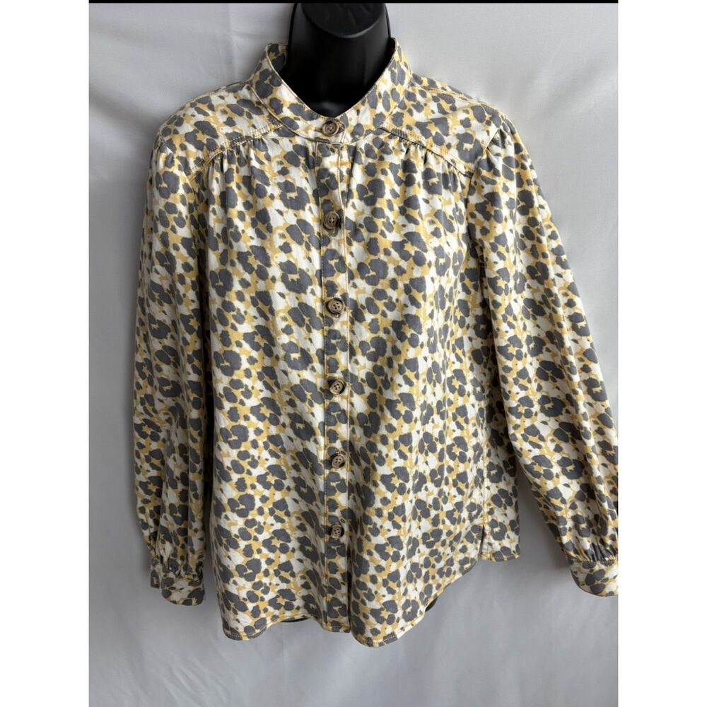 Cabi Providence Shirt Jacket Shacket 5854 Leopard size M Yellow Gray Button Down